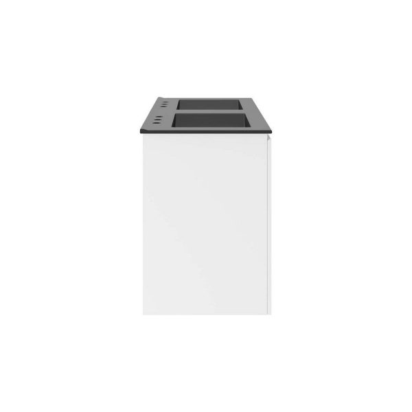 Modway Bryn Wall-Mount Bathroom Vanity, 48  with Double Sink, White Black Sale - Image 2