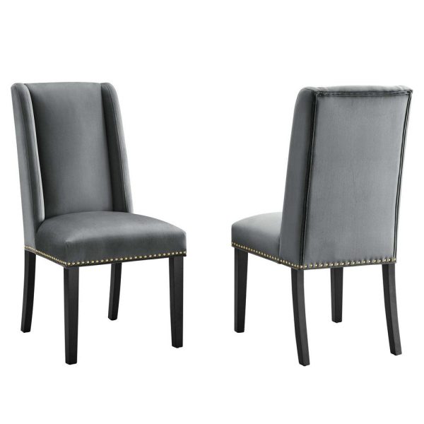 Modway Baron Performance Velvet Set of 2 Dining Chair, Gray Discount