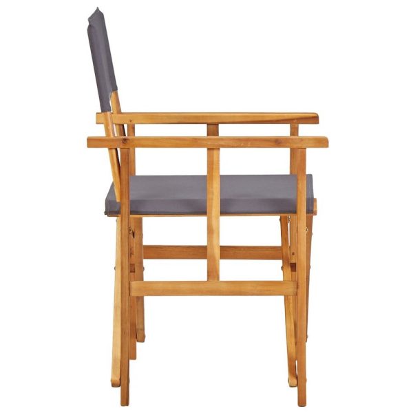 Outdoor Folding Directors Accent Set of 2, Gray, Acacia Wood For Cheap - Image 3