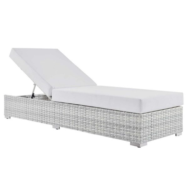Modway Convene Outdoor Patio Chaise, Light Gray White 82.5 x 30 x 42 For Cheap