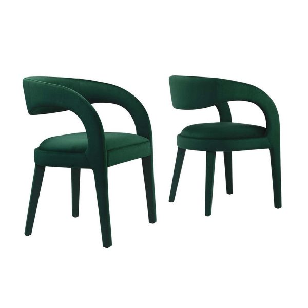 Modway EEI-6563-GRN Pinnacle Performance Velvet Dining Chair Set of Two, Green on Sale