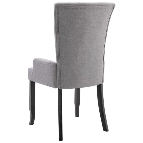 Dining Side Chair Set of 2, Tufted Back, Black Legs, Light Gray Fabric For Cheap - Image 3
