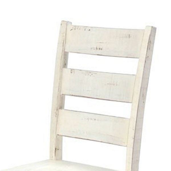 Rena Dining Chair Set of 2, Ladderback, Rustic Off-White Mahogany Wood on Sale - Image 4