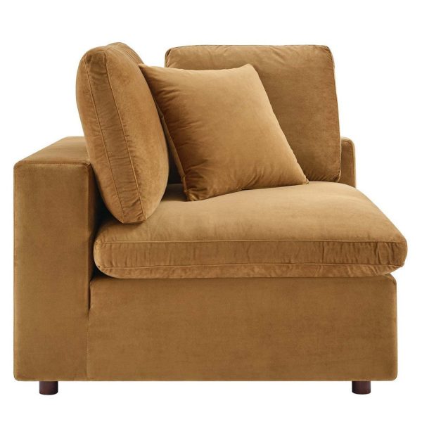 Modway Commix Modular Sofa, Corner Chair, Cognac Performance Velvet Cheap - Image 3