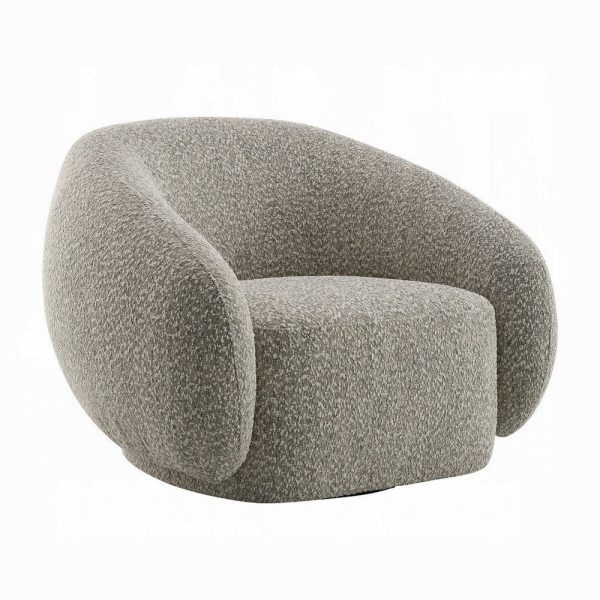 Keanu Swivel Accent Chair, Plush Round Cloudlike Design, Brown Boucle Online now