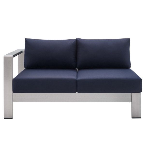 Modway EEI-4223-SLV-NAV Shore Sunbrella Patio Left-Arm in Silver Navy, 53 x 27.5 x 25 Online - Image 4