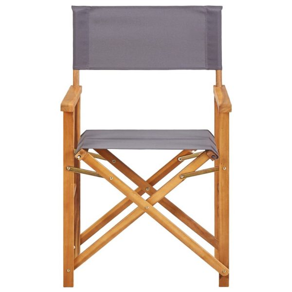 Outdoor Folding Directors Accent Set of 2, Gray, Acacia Wood For Cheap - Image 2