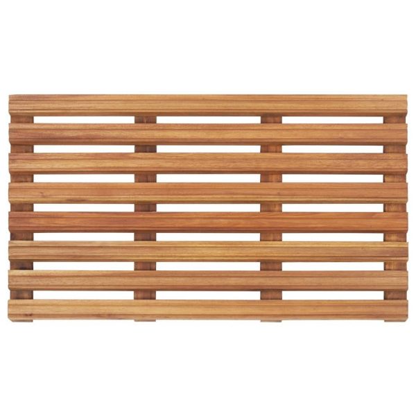 Bath Mats Set of 2, Beige Solid Acacia Wood, Slatted Design, 22x15  Sale - Image 3