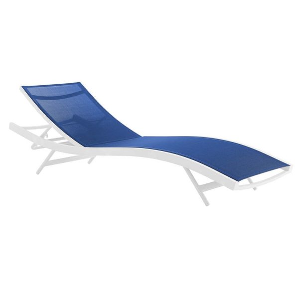 Modway EEI-4038-WHI-NAV Glimpse Outdoor Patio Mesh Chaise Lounge Set of 2, White Navy Cheap - Image 3