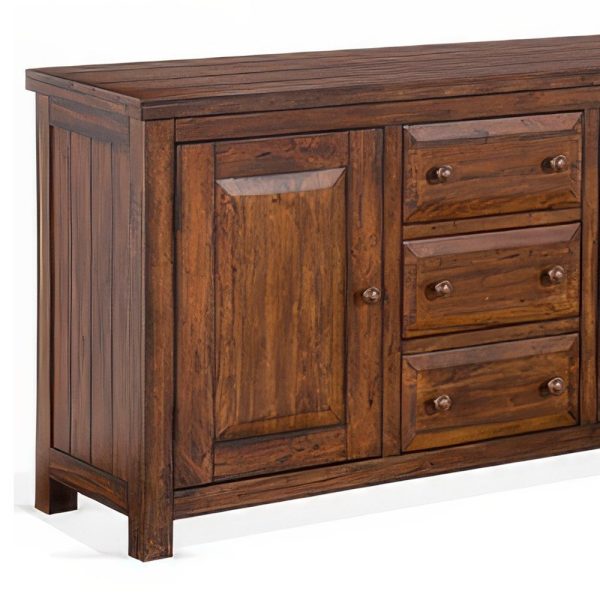 Reggie Buffet Console, 3 Drawers and 2 Cabinet, 66  Brown Mahogany Fashion - Image 3