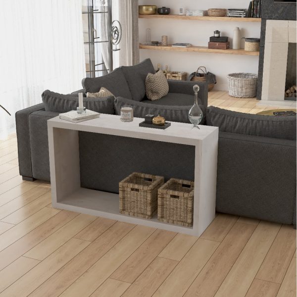 Keli 52 Inch Sofa Console Table, Mango Wood Handcrafted Open Frame, Rustic Washed White The Urban Port For Discount