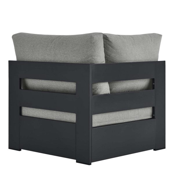 Modway Tahoe Aluminum Outdoor Sectional Corner Chair Gray with Weather-Resistant Cushions, Deep Seat Modular for Patio Furniture Lounge Set Fashion - Image 3