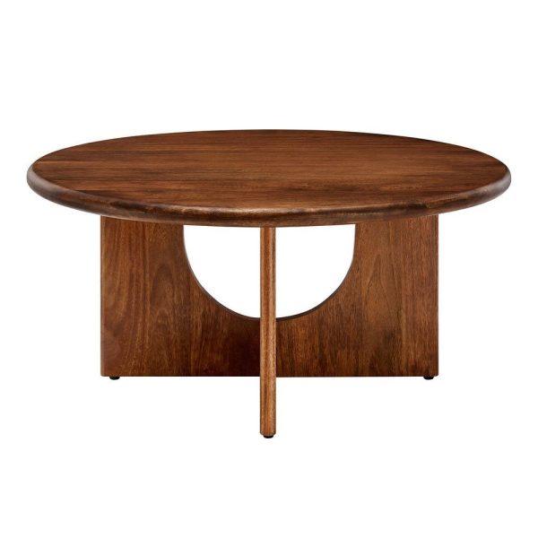 Modway Rivian 34 Inch Mango Wood Round Walnut-Stylish Mid Century, Ideal as Coffee Center Table, Complements Modern Living Room Decor Hot on Sale - Image 2
