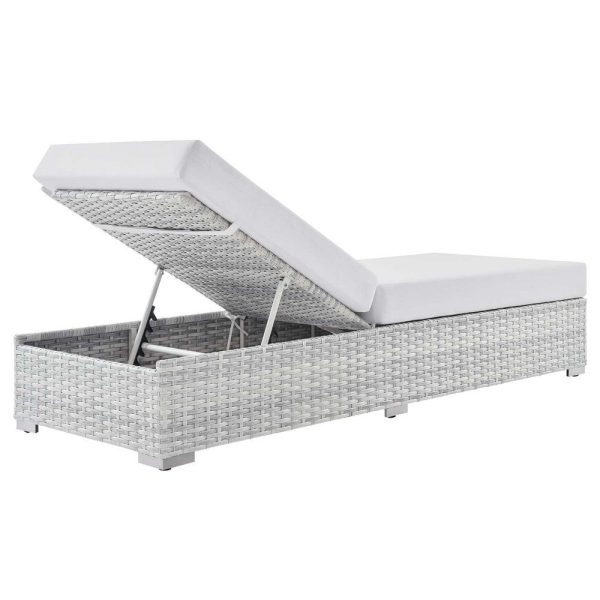 Modway Convene Outdoor Patio Chaise, Light Gray White 82.5 x 30 x 42 For Cheap - Image 3