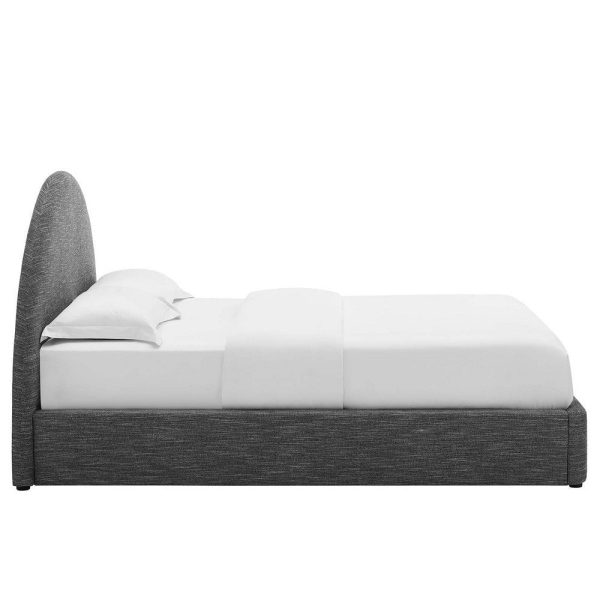 Modway Resort Full Size Platform Bed with Arch Shaped Round Headboard in Heathered Weave Slate, Woven Heathered Fabric Upholstery, Soft Cloud Bed Frame, Full Size Bed, No Box Spring Needed Fashion - Image 3