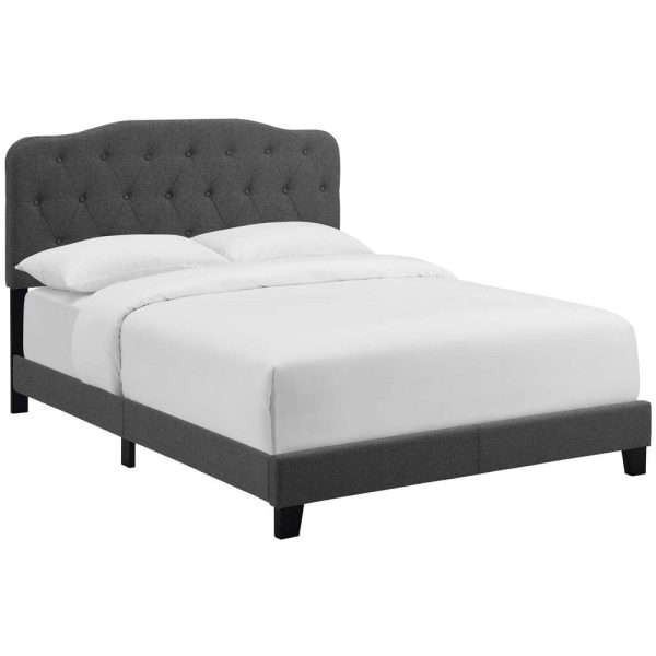 Modway Amelia Tufted Fabric Upholstered King Platform Bed in Gray For Sale