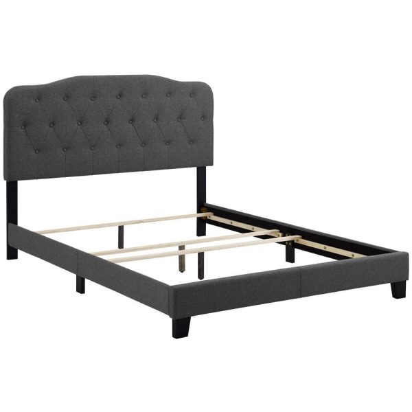 Modway Amelia Tufted Fabric Upholstered King Platform Bed in Gray For Sale - Image 2