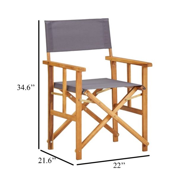Outdoor Folding Directors Accent Set of 2, Gray, Acacia Wood For Cheap - Image 5