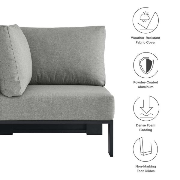 Modway Tahoe Aluminum Outdoor Sectional Corner Chair Gray with Weather-Resistant Cushions, Deep Seat Modular for Patio Furniture Lounge Set Fashion - Image 5