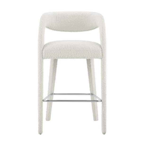 Modway EEI-6568-IVO-SLV Pinnacle Boucle Upholstered Bar Stool Set of Two, Ivory Silver Cheap - Image 4