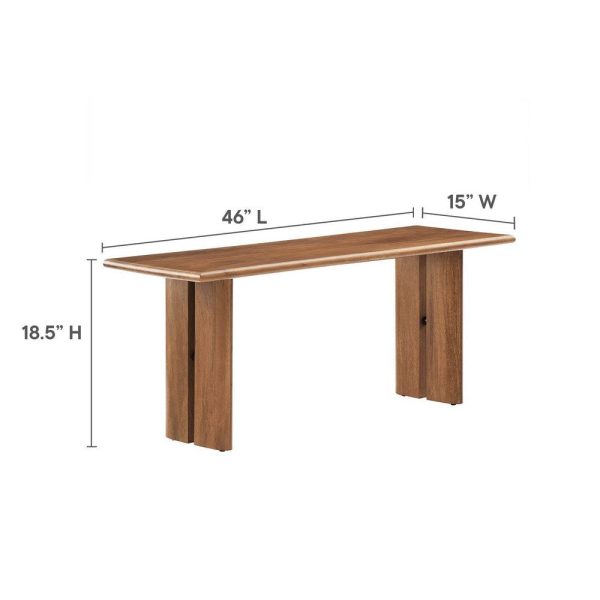 Modway Amistad Solid Wood Modern Farmhouse Rectangular Walnut, 60  Dining Table and Bench Set Discount - Image 4