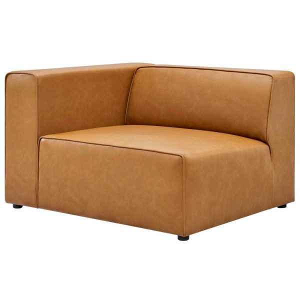 Modway Mingle Vegan Leather Sectional Sofa Left-Arm Chair, Tan on Sale