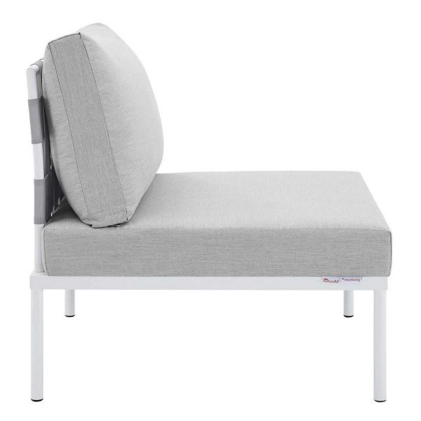 Modway EEI-4960-GRY-GRY Harmony Outdoor Patio Aluminum Armless Chair, Gray Gray Online - Image 2