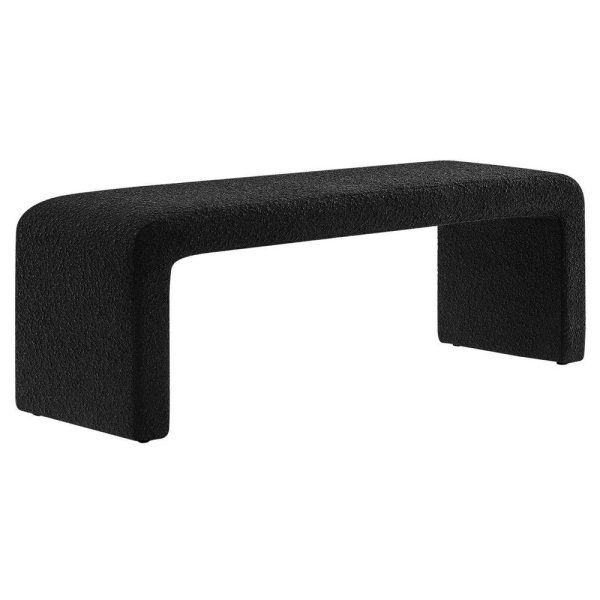 Modway Simba 60  Boucle Fabric Upholstered Waterfall Long Bench in Black, 60Inches Online Sale