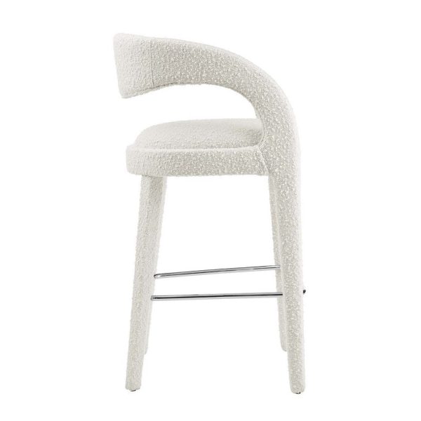Modway EEI-6568-IVO-SLV Pinnacle Boucle Upholstered Bar Stool Set of Two, Ivory Silver Cheap - Image 2