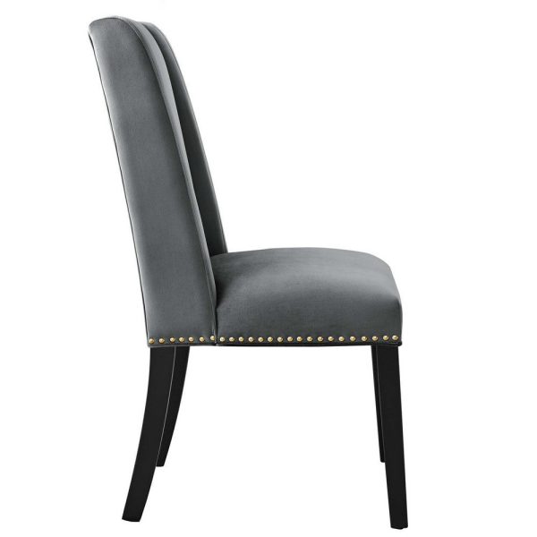Modway Baron Performance Velvet Set of 2 Dining Chair, Gray Discount - Image 3
