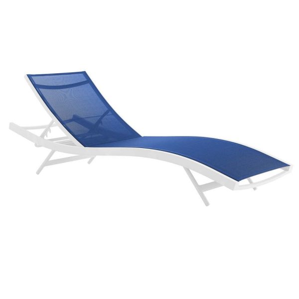 Modway EEI-4038-WHI-NAV Glimpse Outdoor Patio Mesh Chaise Lounge Set of 2, White Navy Cheap - Image 4