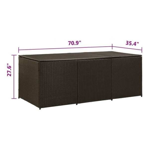 Outdoor Storage Box, Brown Rattan, 71  Powder Coated Steel Frame Supply - Image 5