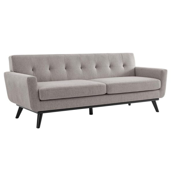Modway Engage Modern Tufted Back Textured Fabric Sofa in Light Gray Sale