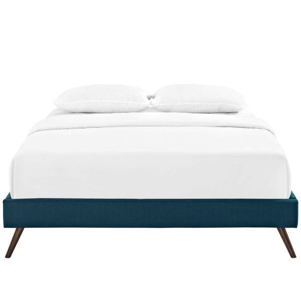 Modway MOD-5891 Loryn Upholstered Queen Platform Bed Frame with Wood Slat Support in Azure For Sale - Image 4