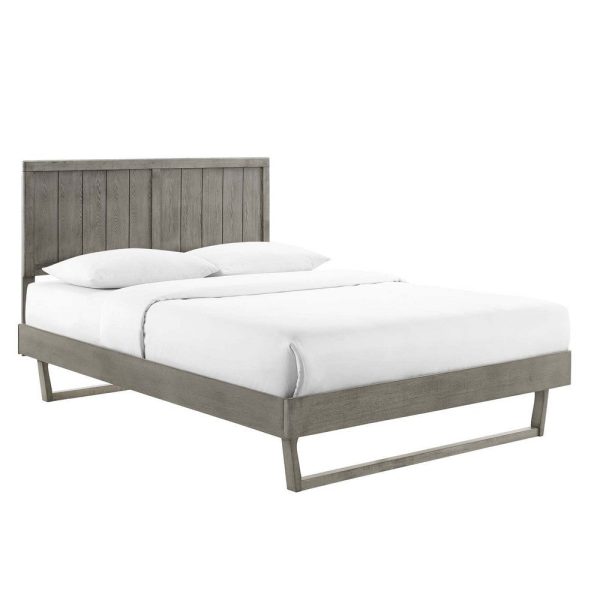 Modway Alana Wood Full Platform Bed in Gray with Angular Frame, Double Online
