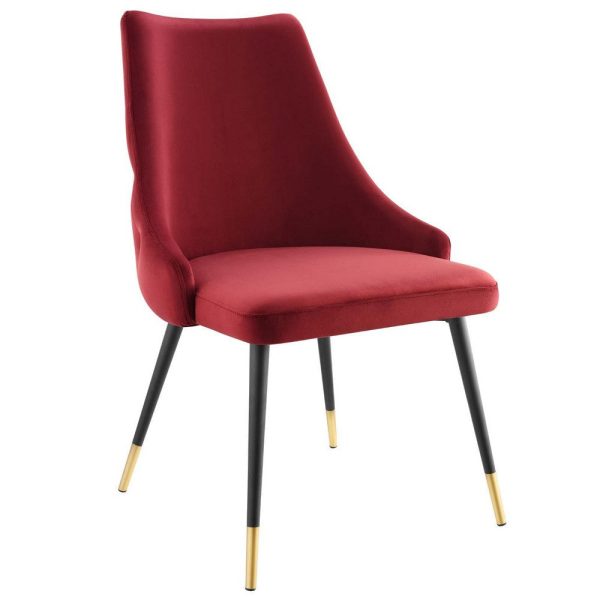 Modway Adorn Tufted Performance Velvet Accent, Dining Side Chair - Set of 2, Maroon Fashion - Image 2