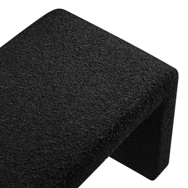 Modway Simba 60  Boucle Fabric Upholstered Waterfall Long Bench in Black, 60Inches Online Sale - Image 5
