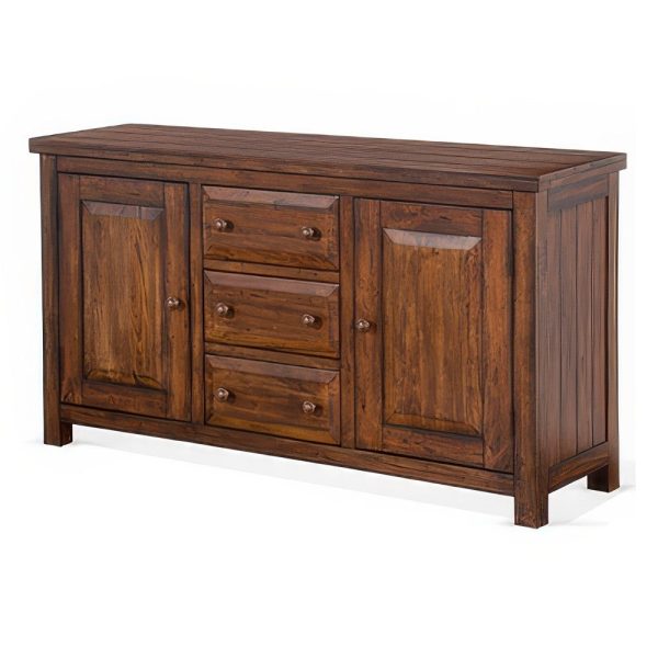 Reggie Buffet Console, 3 Drawers and 2 Cabinet, 66  Brown Mahogany Fashion - Image 2