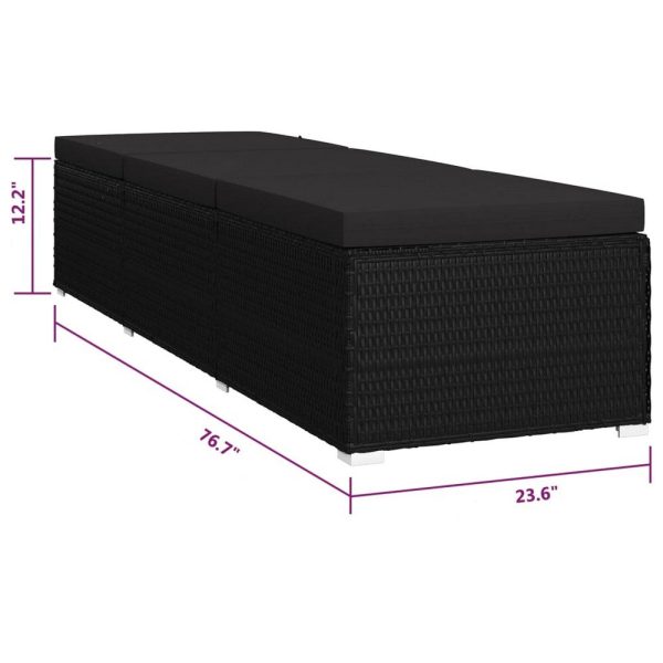 Outdoor Chaise Sun Lounger with Cushion, 77  Black Poly Rattan Frame on Sale - Image 5