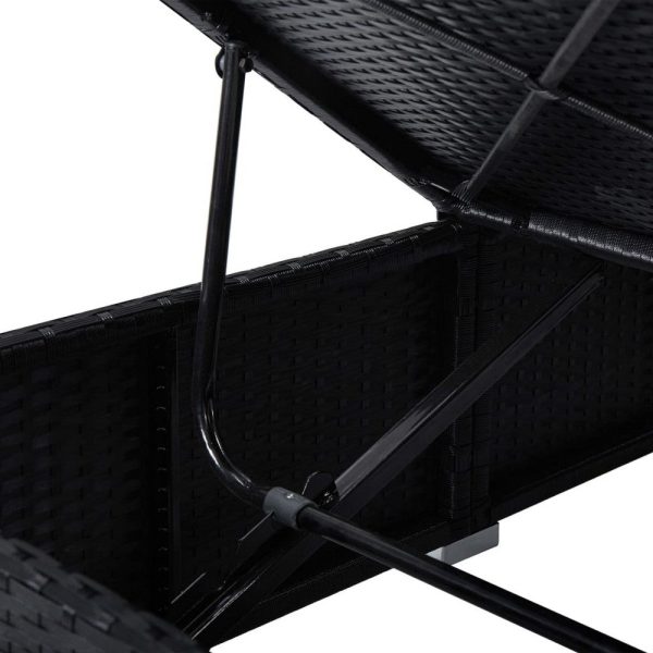 Outdoor Chaise Sun Lounger with Cushion, 77  Black Poly Rattan Frame on Sale - Image 4