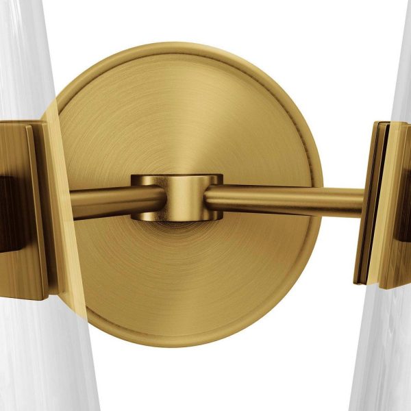 Modway Beacon 2-Light Wall Sconce in Clear Satin Brass, Brown, 7 x 12 x 11.5 on Sale - Image 2