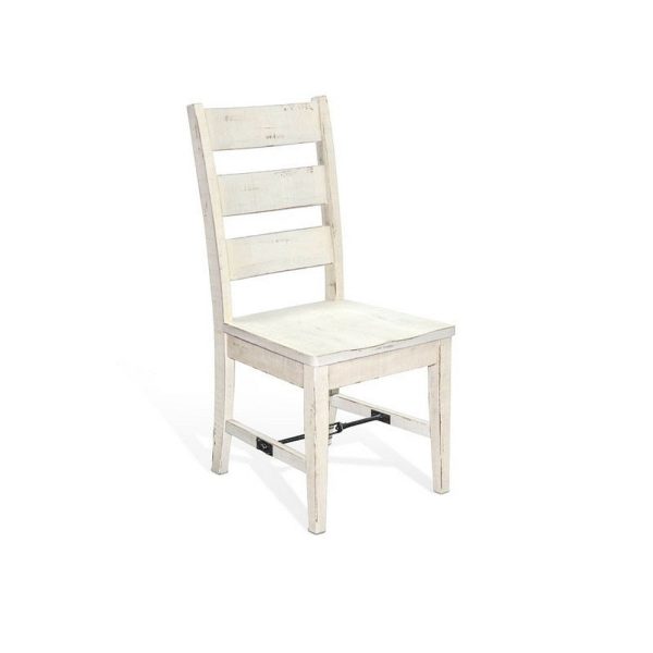 Rena Dining Chair Set of 2, Ladderback, Rustic Off-White Mahogany Wood on Sale - Image 2