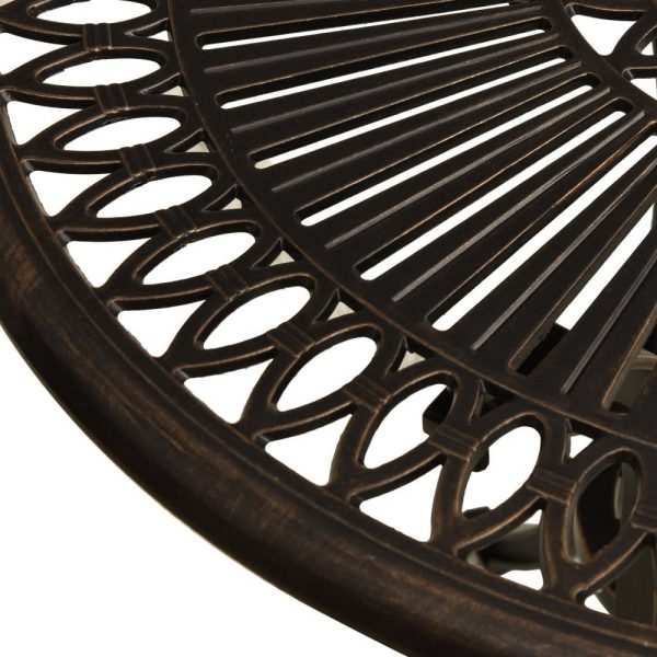 Outdoor Breakfast Table, Round 24 Inch w Umbrella Holder, Bronze Metal For Cheap - Image 3