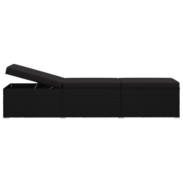 Outdoor Chaise Sun Lounger with Cushion, 77  Black Poly Rattan Frame on Sale - Image 2