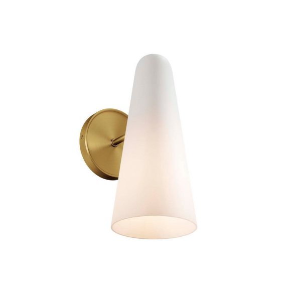 Modway Beacon 1-Light Wall Sconce in Opal Satin Brass,Brown, 7.5 x 5 x 11.5 Online - Image 2