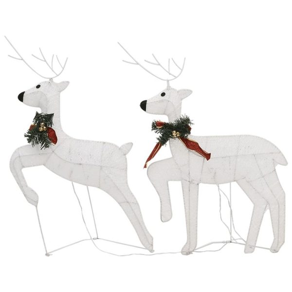 4pc Outdoor Reindeer n Sleigh Christmas Decoration, 100 White LEDs on Sale - Image 4