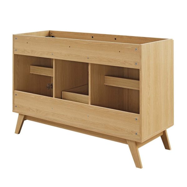 Modway Soma Rattan Weave Bathroom Vanity Cabinet Basin Not Included, 48” Single or Double Sink Compatible, Oak Hot on Sale - Image 3