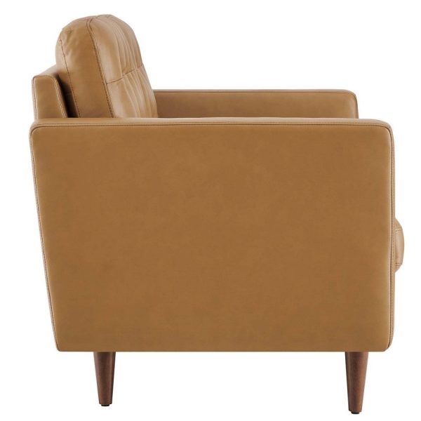 Modway Exalt Tufted Vegan Leather Loveseat, Tan For Sale - Image 2
