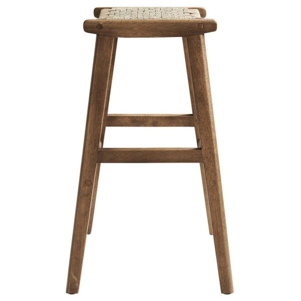Modway Saoirse Woven Rope Wood Bar Stool - Set of 2 in Walnut Natural Cheap - Image 3