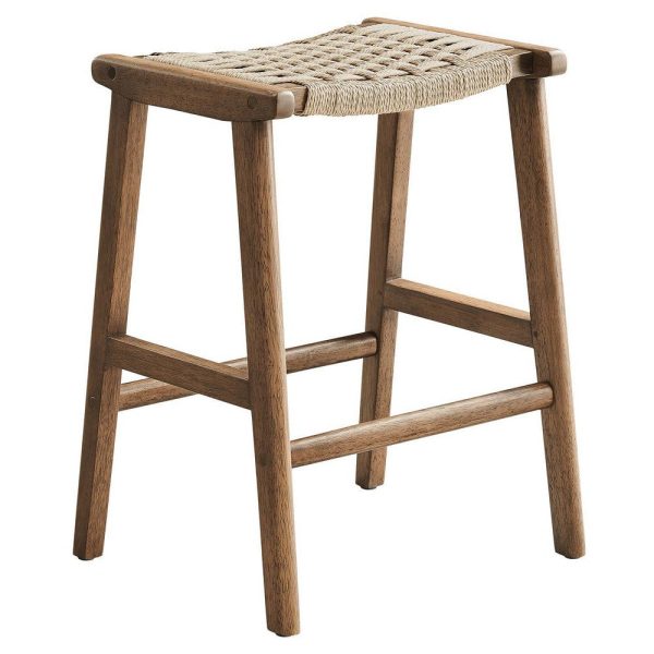 Modway Saoirse Woven Rope Wood Counter Stool - Set of 2 in Walnut Natural Online now - Image 2